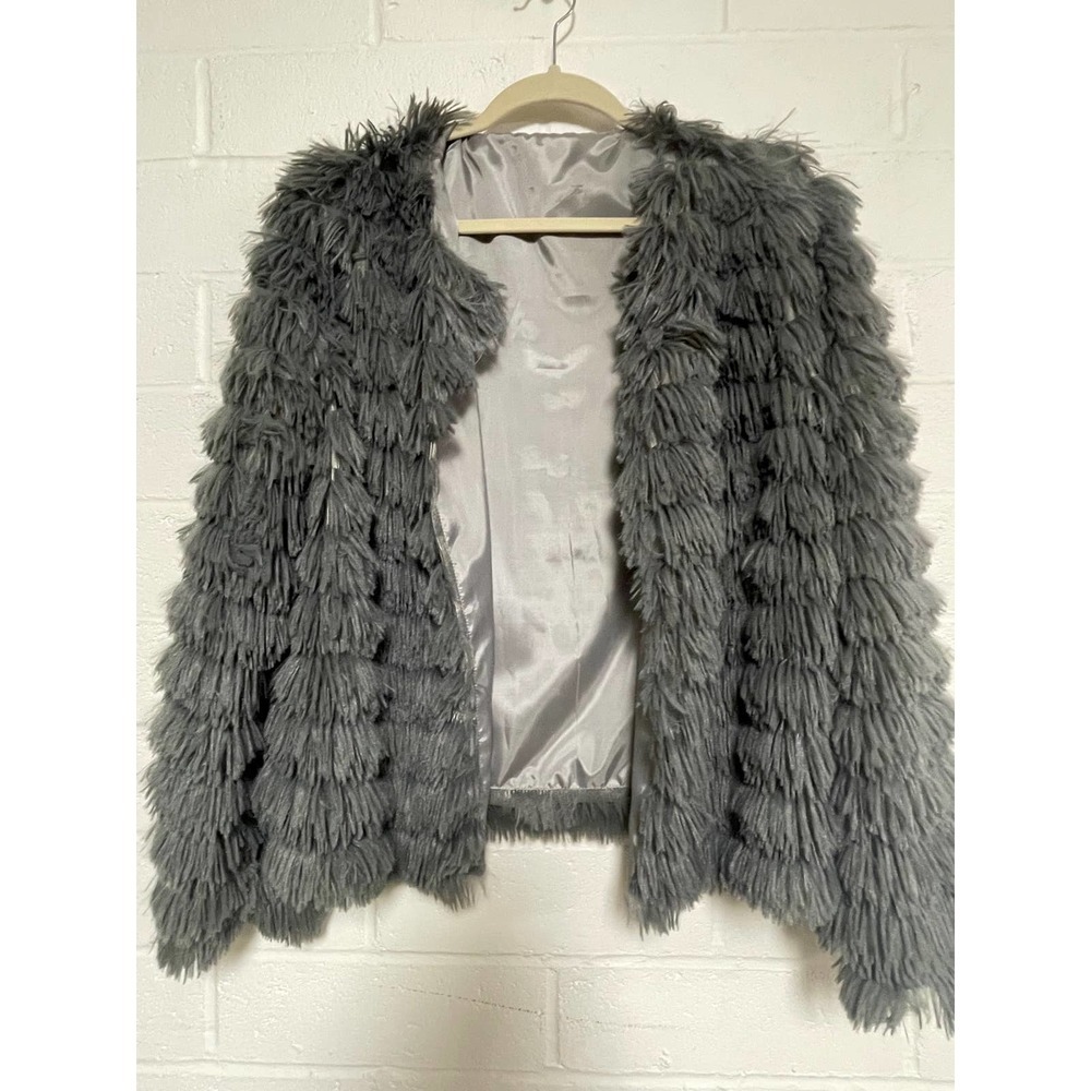 Gray Fringe Long Sleeve Jacket
